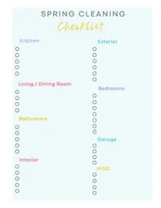 Spring cleaning checklist, blank