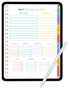 Digital Home Cleaning system shown on a tablet device