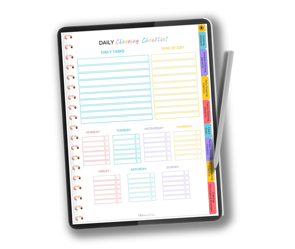 daily cleaning checklist on a tablet
